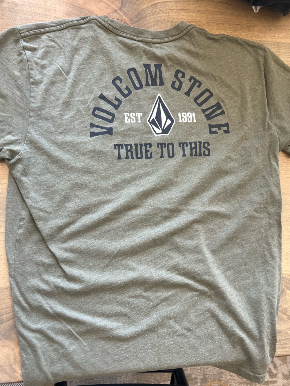 Volcom Olive Green Crewneck with White Logo Print